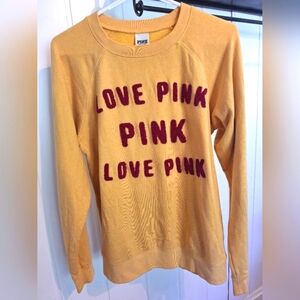 Vintage Circa 2002 Victorias Secret "PINK" Yellow  Sweatshirt Like New